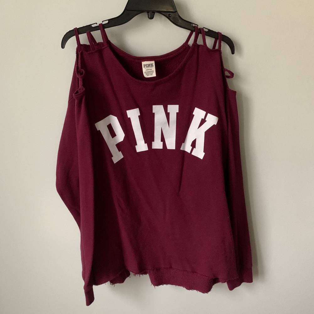 PINK Could Shoulder Raw ahem Sweatshirt